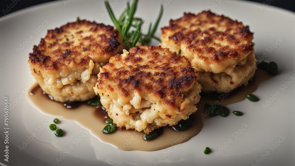Crab cakes with herbs. Crab cakes with herbs.