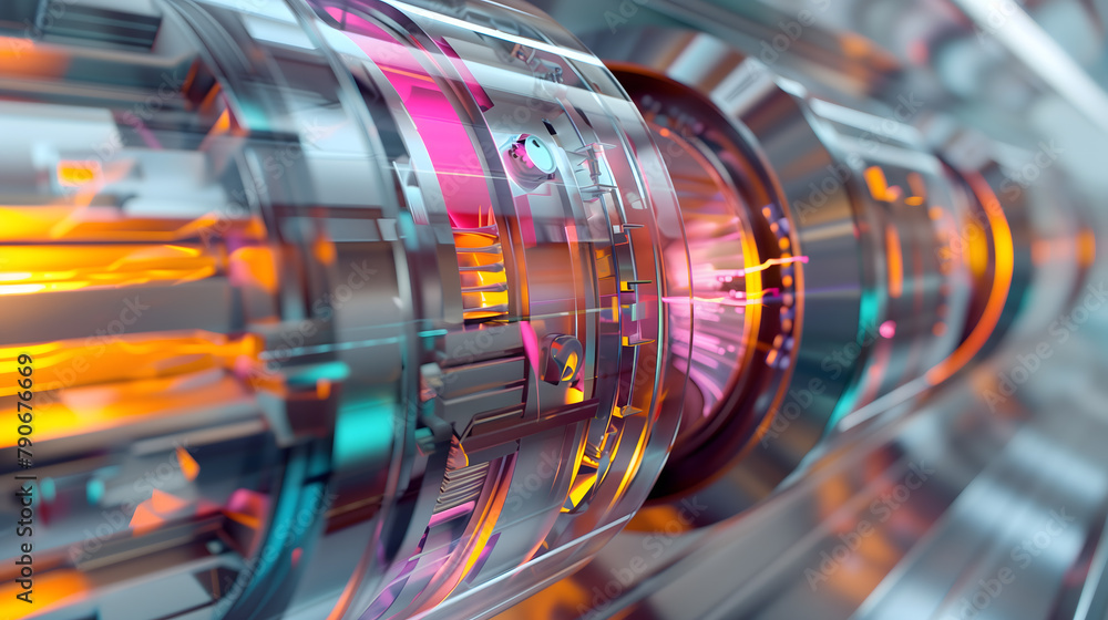 a segment within a modern fusion power plant, focusing on the intricacies and technological marvels that enable fusion energy production. a section of the plasma containment chamber a segment within a modern fusion power plant, focusing on the intricacies and technological marvels that enable fusion energy production. a section of the plasma containment chamber