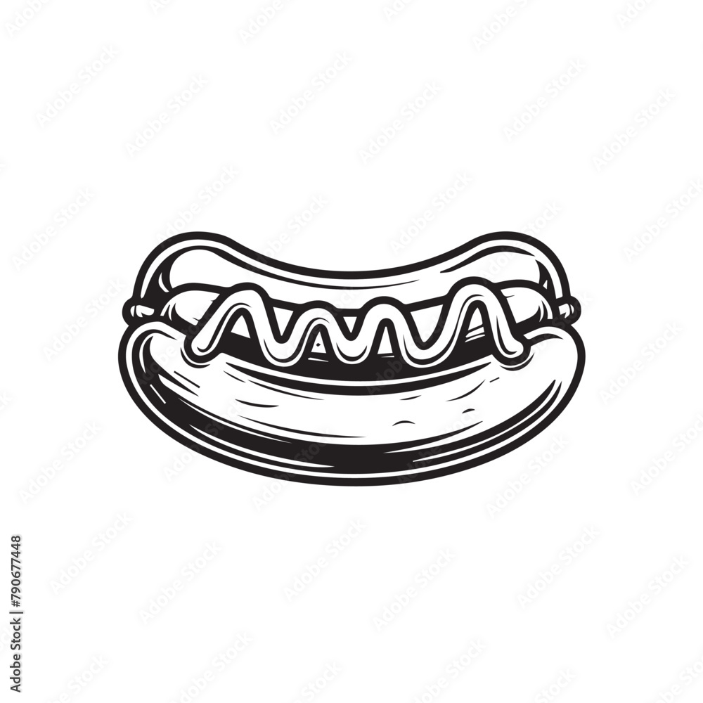 Hotdog in cartoon, doodle style . Image for t-shirt, web, mobile apps and ui. Isolated 2d vector illustration in logo, icon, sketch style, Eps 10, black and white. AI Generative Hotdog in cartoon, doodle style . Image for t-shirt, web, mobile apps and ui. Isolated 2d vector illustration in logo, icon, sketch style, Eps 10, black and white. AI Generative