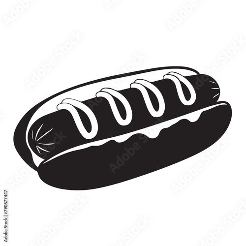 Hotdog in cartoon, doodle style . Image for t-shirt, web, mobile apps and ui. Isolated 2d vector illustration in logo, icon, sketch style, Eps 10, black and white. AI Generative