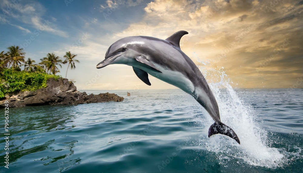 Obraz premium two dolphins jumping