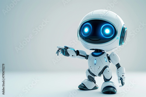 Friendly Futuristic Robot with Glowing Blue Eyes © Thitiporn