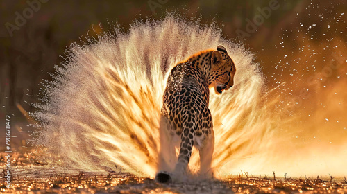 Cheetah Kicking Up Dust in the Wild