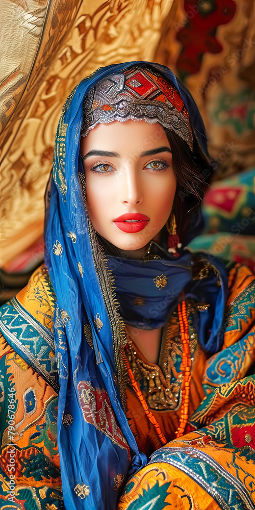 Beautiful Young Moroccan Woman in Traditional Attire