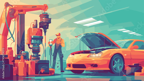 Car repair service concept with tuning diagnostics