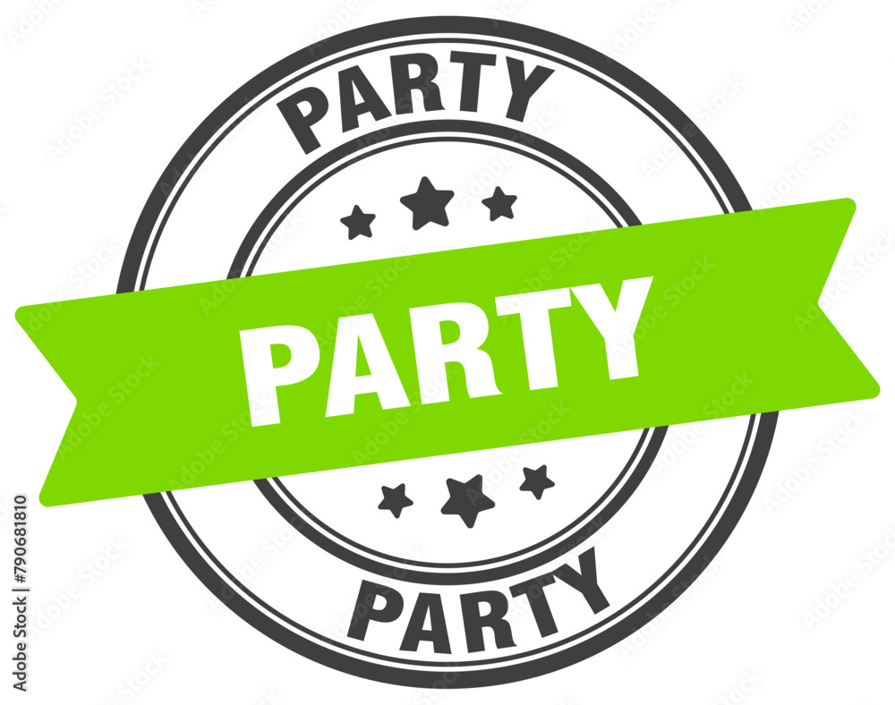 party stamp. party label on transparent background. round sign party stamp. party label on transparent background. round sign