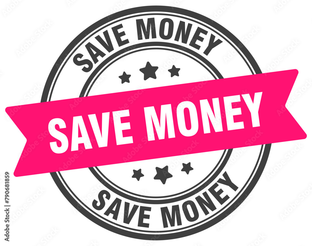 save money stamp. save money label on transparent background. round sign