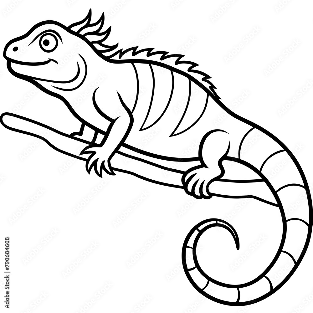 slithering iguana on a branch slithering iguana on a branch