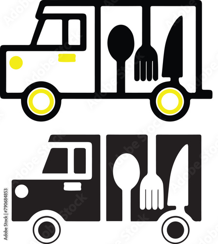 minimalist food truck vector illustration
