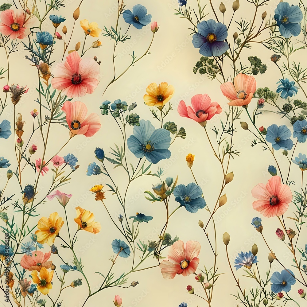 Botanical Watercolor with Tranquil and Serene Mood Botanical Watercolor with Tranquil and Serene Mood