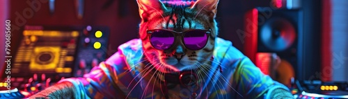 Cat with sunglasses tropical shirt © Creative_Bringer