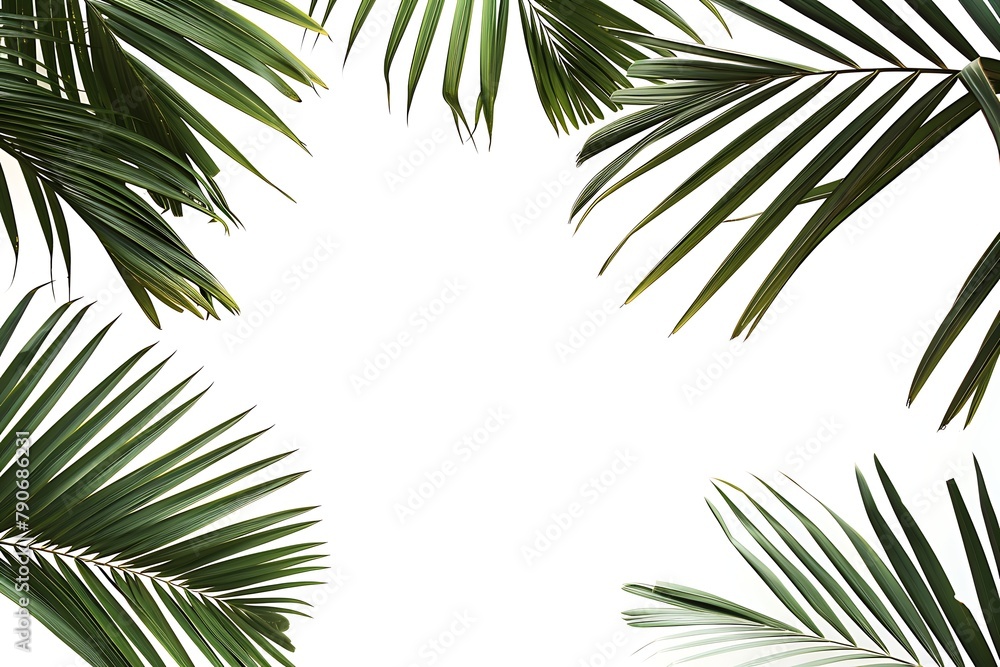 Obraz premium palm tree leaves isolated on white background