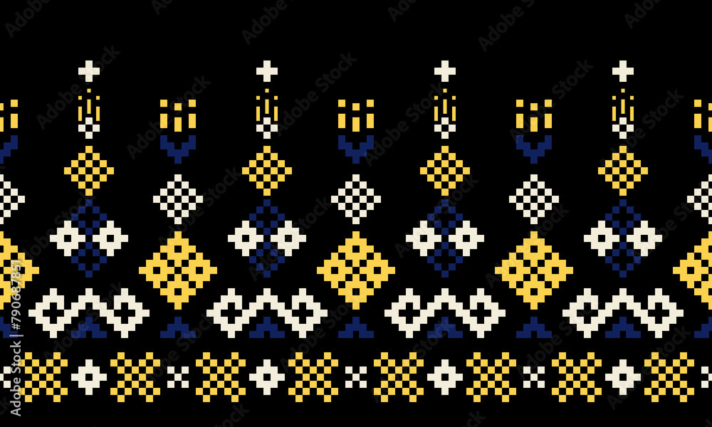 Embroidery Cross Stitch. Ethnic Patterns. Pixel Horizontal Seamless Vector. Geometric Ethnic Indian pattern. Native Ethnic pattern. Cross Stitch Border. Texture Textile Fabric Clothing Knitwear print. Embroidery Cross Stitch. Ethnic Patterns. Pixel Horizontal Seamless Vector. Geometric Ethnic Indian pattern. Native Ethnic pattern. Cross Stitch Border. Texture Textile Fabric Clothing Knitwear print.