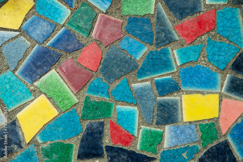 Multicolored ceramic tiles texture background  Colorful tile decorative on cement floor