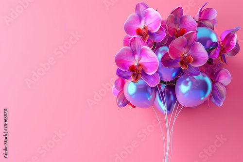 A bunch of balloons with colorful flowers on a colorful background