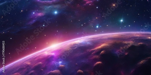 Galaxy night sky panorama with colorful colors 