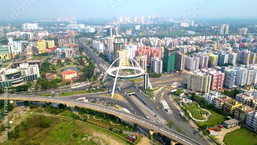 Aerial view of Biswa Bangla gate or Kolkata Gate on the main arterial road.
