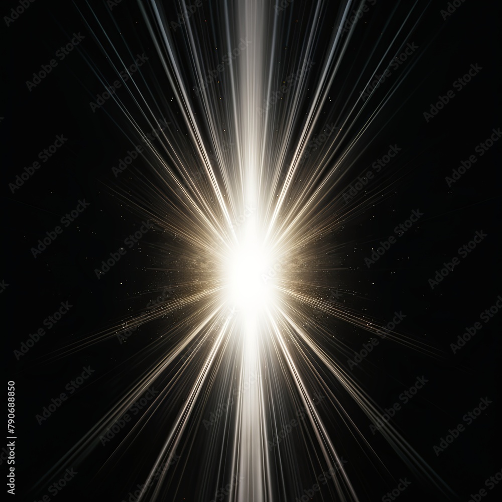 AI generated illustration of a light bursting through dark sky in a starburst effect AI generated illustration of a light bursting through dark sky in a starburst effect
