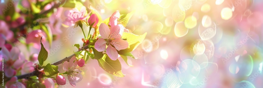 Bright Banner. Abstract Spring Flower Background with Fresh Sky