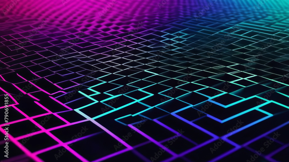 Naklejka premium Abstract background. Geometric patterns with gradient color transitions, emphasizing innovation. Geometric stripe line art design. Futuristic technology concept.