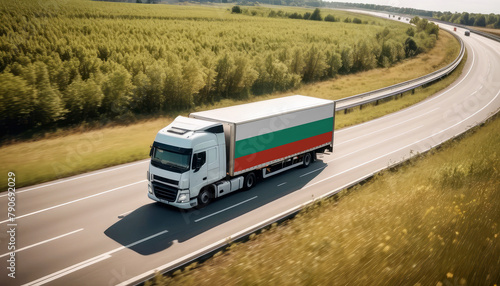 An Bulgaria-flagged truck hauls cargo along the highway, embodying the essence of logistics and transportation in the Bulgaria