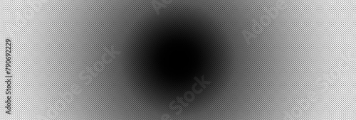 Czarnobiały półton, halftone z czarną, rozmytą kulą. Złudzenie optyczne. Bezszwowe tło, miejsce na tekst. photo