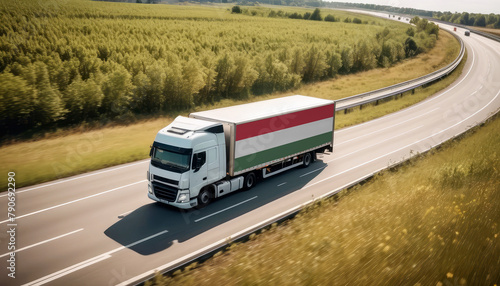 An Hungary-flagged truck hauls cargo along the highway, embodying the essence of logistics and transportation in the Hungary