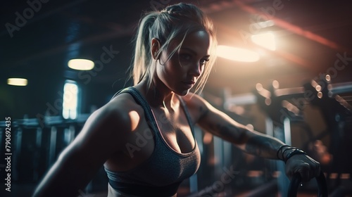 Fitness female model in the gym. © vlntn