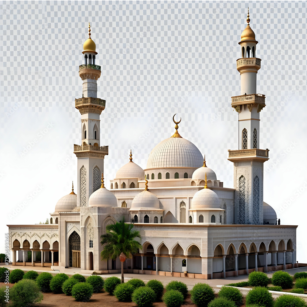 Fototapeta premium mosque with Islamic architecture isolated on a transparent