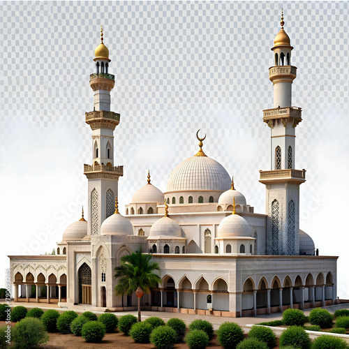 mosque with Islamic architecture isolated on a transparent