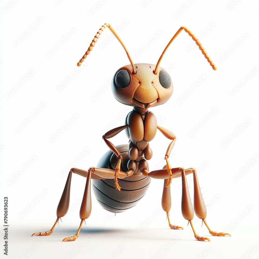 3D animated ant, presented on a clean white background 3D animated ant, presented on a clean white background