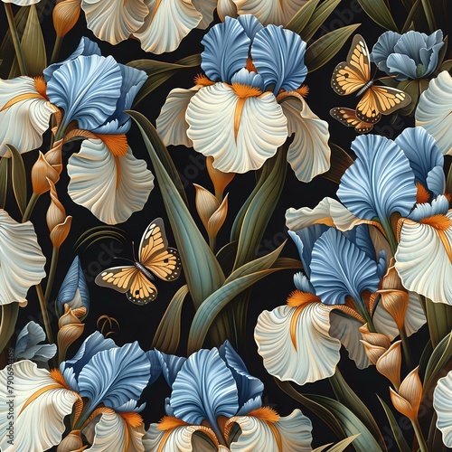 Elegant Symmetry of Irises and Butterflies in Art