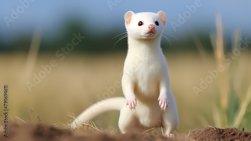 Cute white weasel photo