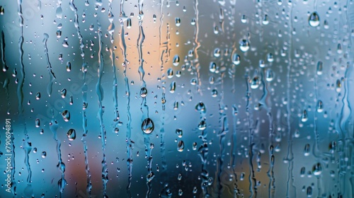 Rainy weather resulting in raindrops on the windowpane