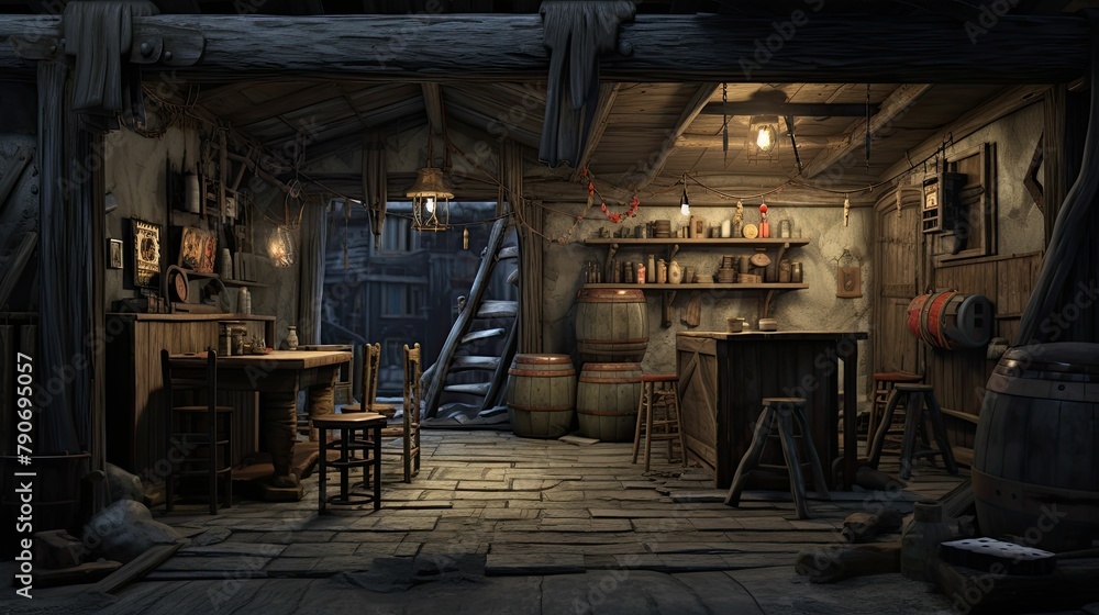 Interior of the house. AI generated art illustration. Interior of the house. AI generated art illustration.