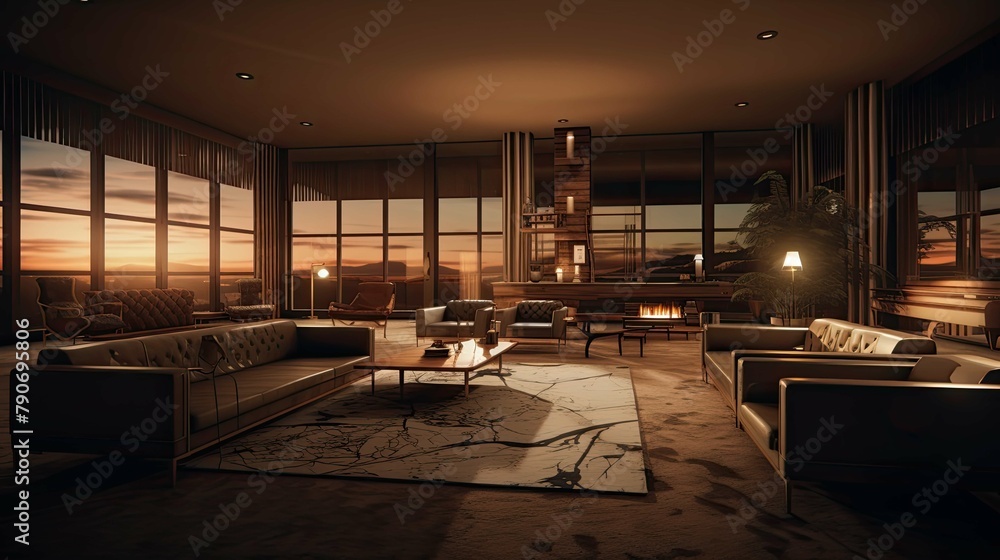 Interior of a hotel. AI generated art illustration. Interior of a hotel. AI generated art illustration.