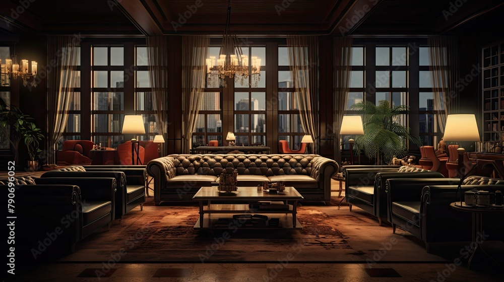 Interior of a hotel. AI generated art illustration. Interior of a hotel. AI generated art illustration.