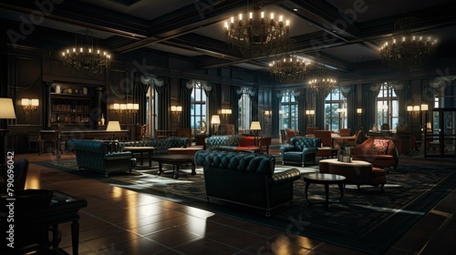 Interior of a hotel. AI generated art illustration.