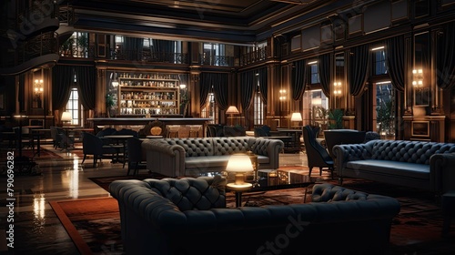 Interior of a hotel. AI generated art illustration. © Fire