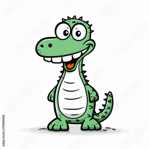 Friendly Cartoon Crocodile Standing Smiling