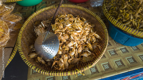Dry fried small crabs are a typical snack from Depok beach, Yogyakarta
