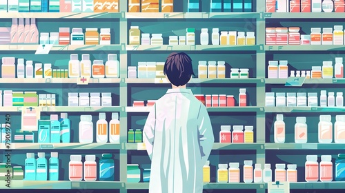 doctor or pharmacist Check the number of medicines on the shelves.