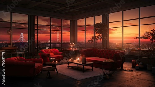 Interior of room. AI generated art illustration. © Fire
