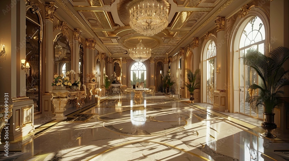 Obraz premium Interior of the church of the holy sepulchre. AI generated art illustration.