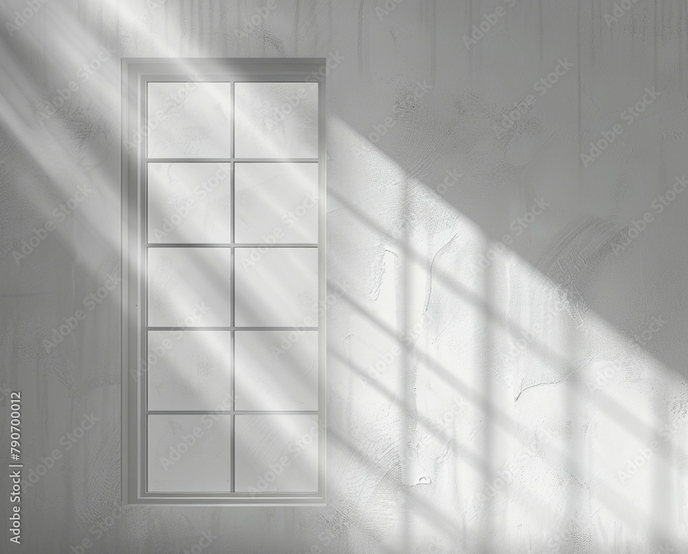 Obraz premium Shadow overlay effect, isolated on transparent background, light and shadows from window, mockup of transparent effect, shadow overlay, natural light in room interior, light background