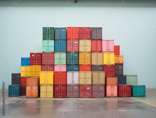 colorful ship containers waiting for trasport. 