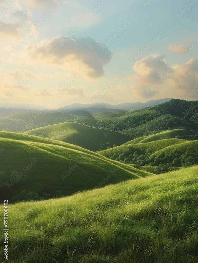Obraz premium Serene Landscape: Tranquil Blank CanvasRolling Hills Backdrop