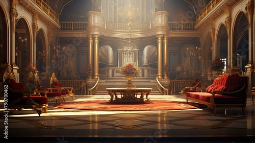 Interior of church. AI generated art illustration.