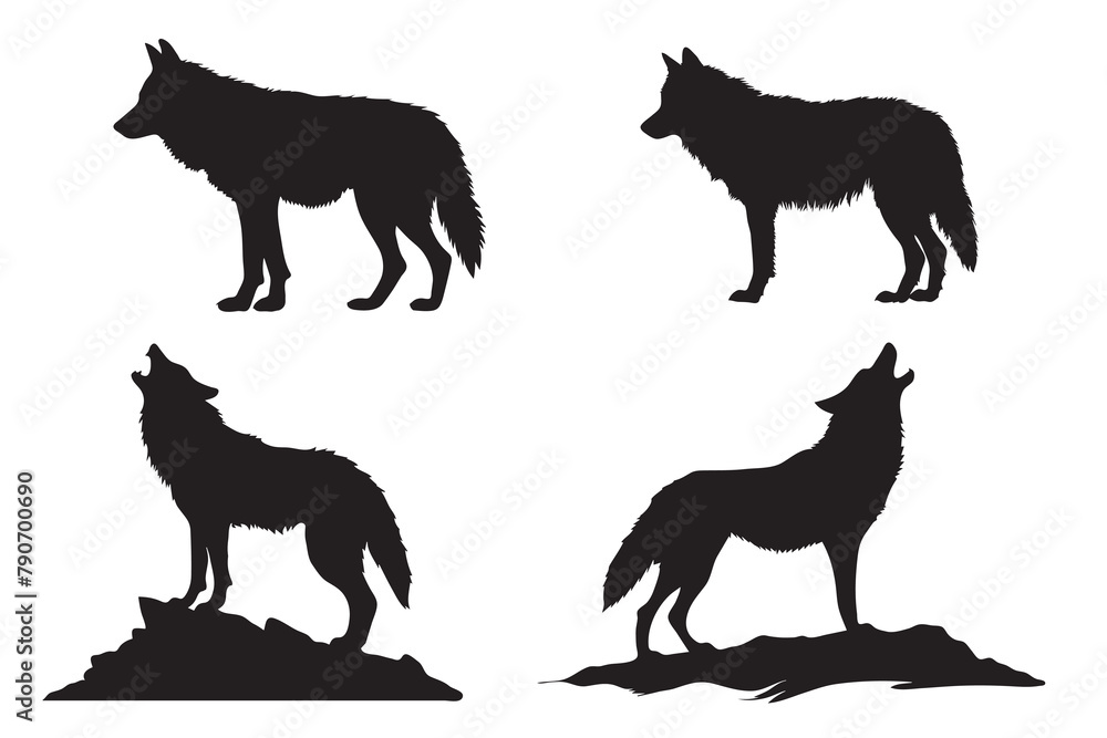 Silhouette of wolf Scouting black flat icon isolated on white