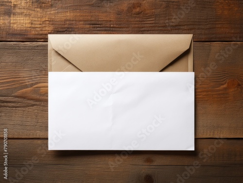 Empty envelope awaits, a vessel for unwritten tales, promising anticipation and possibility with its blank canvas. photo